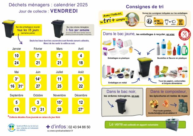 Calendrier bac de tri 2025