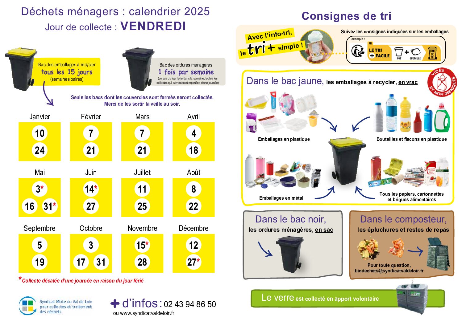 Calendrier bac de tri 2025